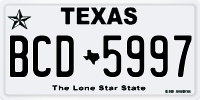 TX license plate BCD5997