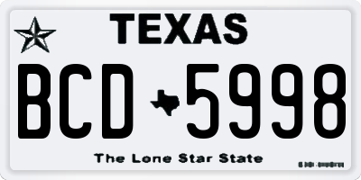 TX license plate BCD5998