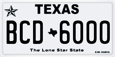 TX license plate BCD6000