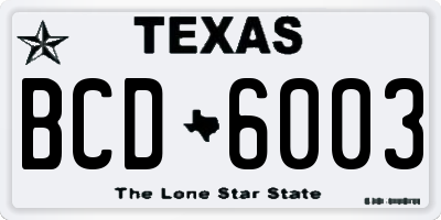 TX license plate BCD6003