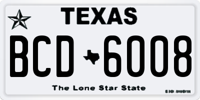 TX license plate BCD6008