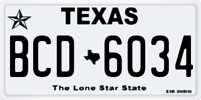 TX license plate BCD6034