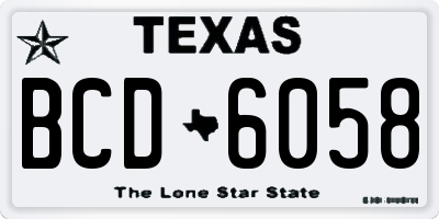 TX license plate BCD6058