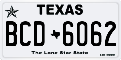 TX license plate BCD6062