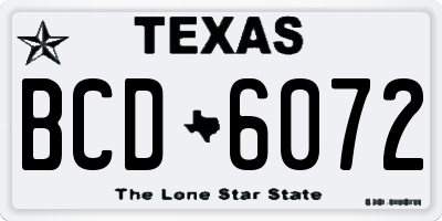 TX license plate BCD6072