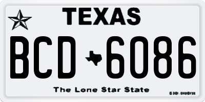 TX license plate BCD6086