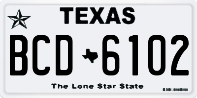 TX license plate BCD6102