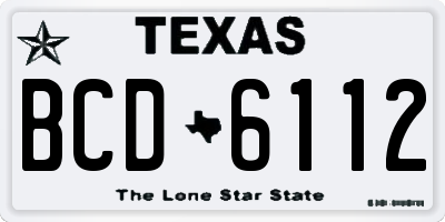 TX license plate BCD6112