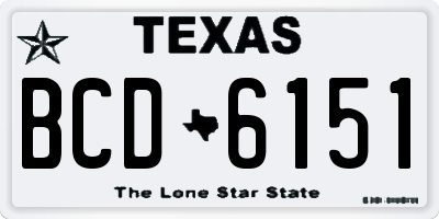 TX license plate BCD6151
