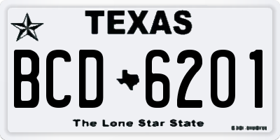 TX license plate BCD6201