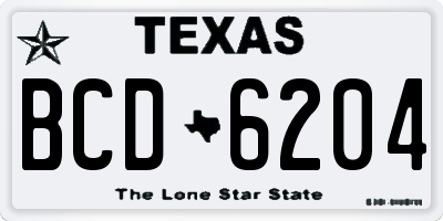 TX license plate BCD6204
