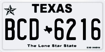 TX license plate BCD6216
