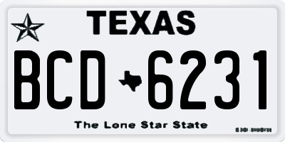 TX license plate BCD6231