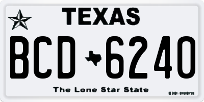 TX license plate BCD6240