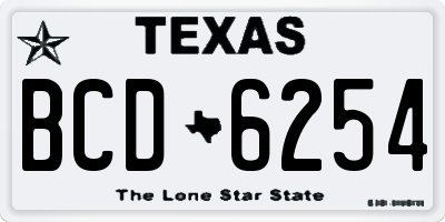 TX license plate BCD6254