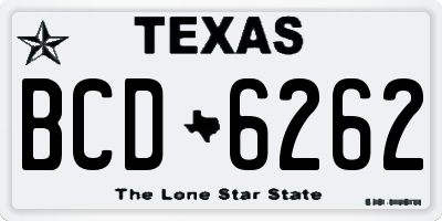 TX license plate BCD6262