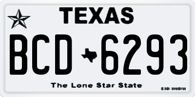 TX license plate BCD6293