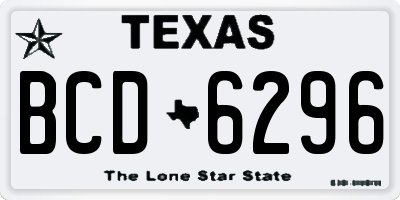 TX license plate BCD6296