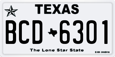TX license plate BCD6301