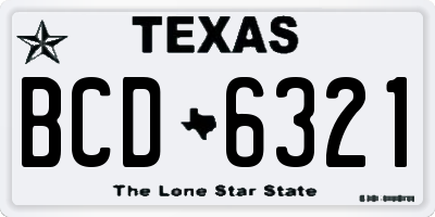 TX license plate BCD6321