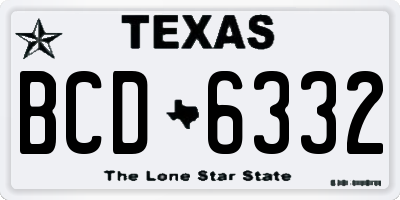 TX license plate BCD6332