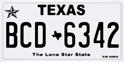 TX license plate BCD6342