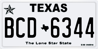 TX license plate BCD6344