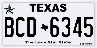 TX license plate BCD6345