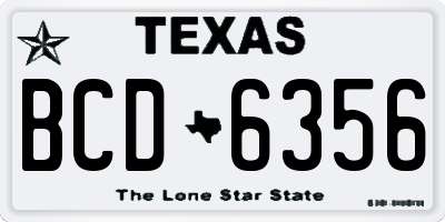 TX license plate BCD6356