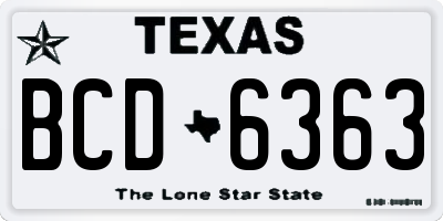 TX license plate BCD6363
