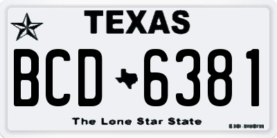 TX license plate BCD6381