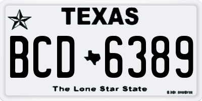 TX license plate BCD6389