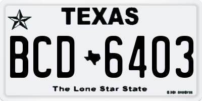 TX license plate BCD6403