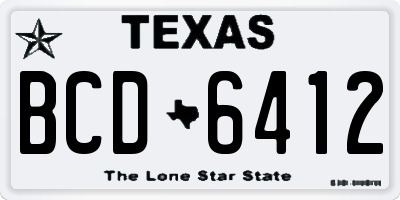 TX license plate BCD6412