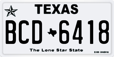 TX license plate BCD6418