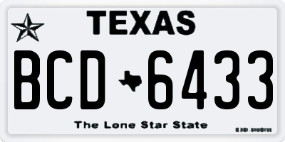 TX license plate BCD6433