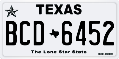 TX license plate BCD6452