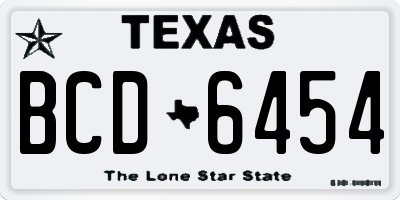 TX license plate BCD6454