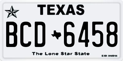 TX license plate BCD6458