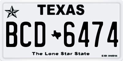TX license plate BCD6474