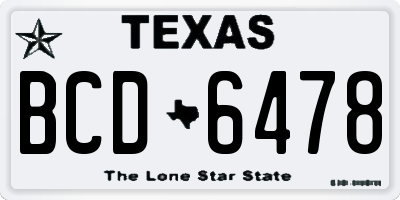 TX license plate BCD6478