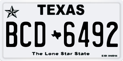 TX license plate BCD6492