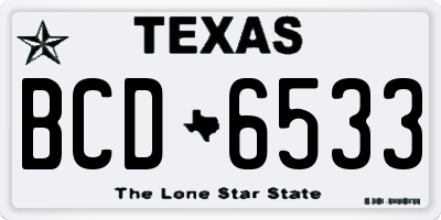 TX license plate BCD6533