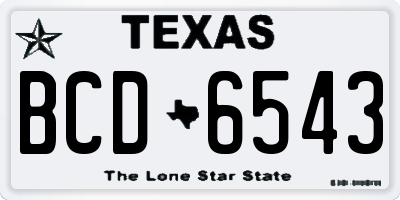 TX license plate BCD6543