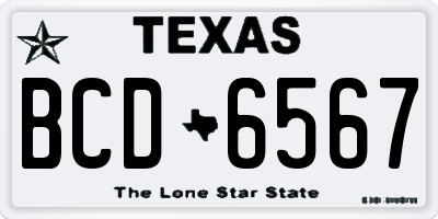 TX license plate BCD6567