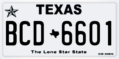 TX license plate BCD6601