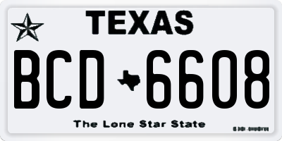 TX license plate BCD6608