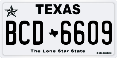 TX license plate BCD6609