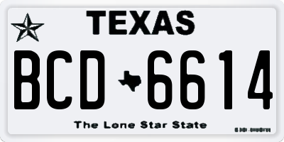 TX license plate BCD6614