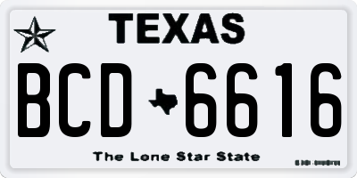 TX license plate BCD6616